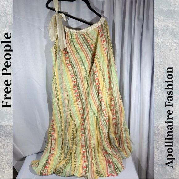 FREE PEOPLE TOVA MAXI DRESS IN MULTI COMBO SIZE XS NWT ONE SHOULDER - Picture 4 of 10